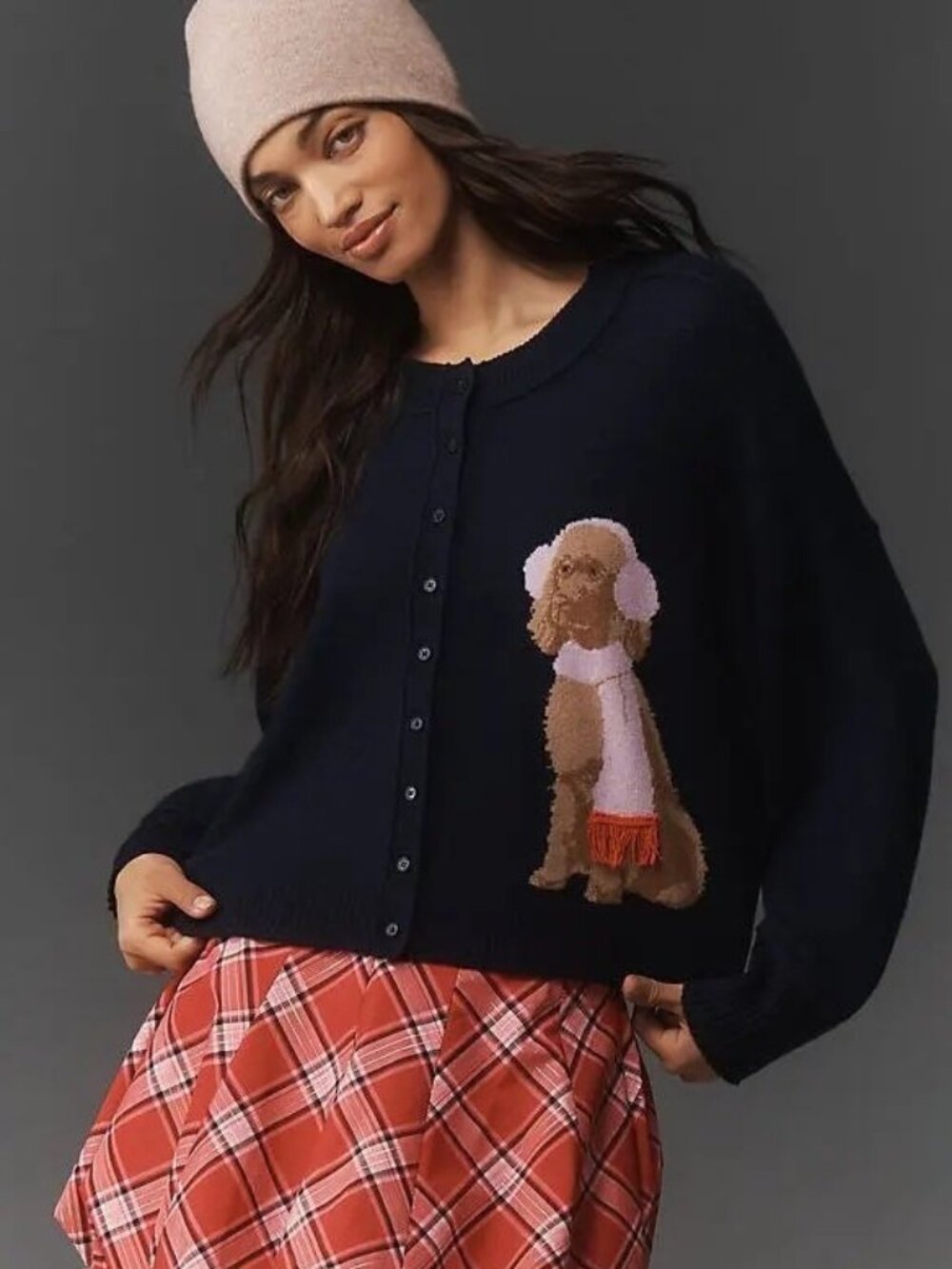 Anthropologie The Goldie Cashmere Blend Cardigan Sweater Goldendoodle Dog XL NWT - Picture 6 of 8